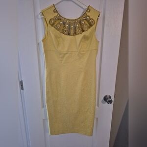 Adrianna Papell Yellow Dress with Gold Accents